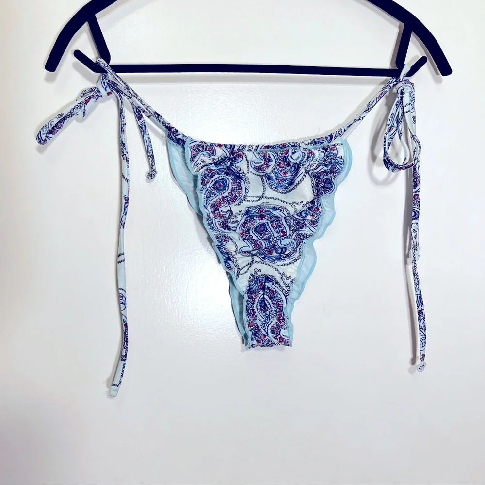 Frankie's Bikinis White Paisley Tie-Side Bikini Bottom